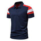 Herren Poloshirt mit modernem Farbblockdesign und atmungsaktiver Baumwollmischung