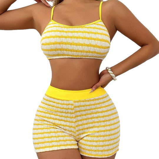 Damen Cropped Top und Shorts Set R&B