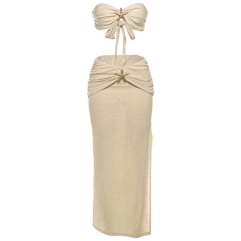 Damen Elegantes Bandeau-Kleid mit raffinierter Drapierung und glitzerndem Akzent R&B