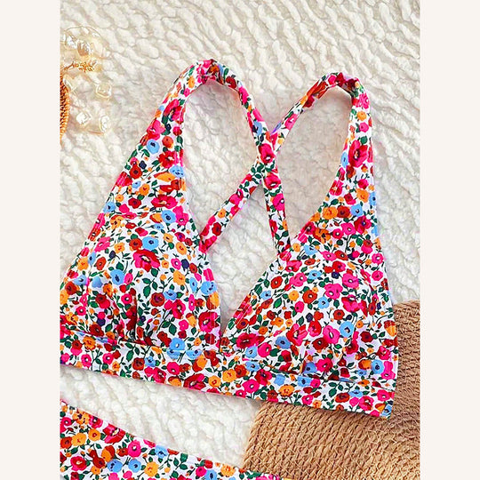 Damen Bikini-Set mit floralem Design und hoher Taille R&B