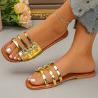 Damen Glamouröse Riemchen-Sandalen mit goldenen Akzenten R&B