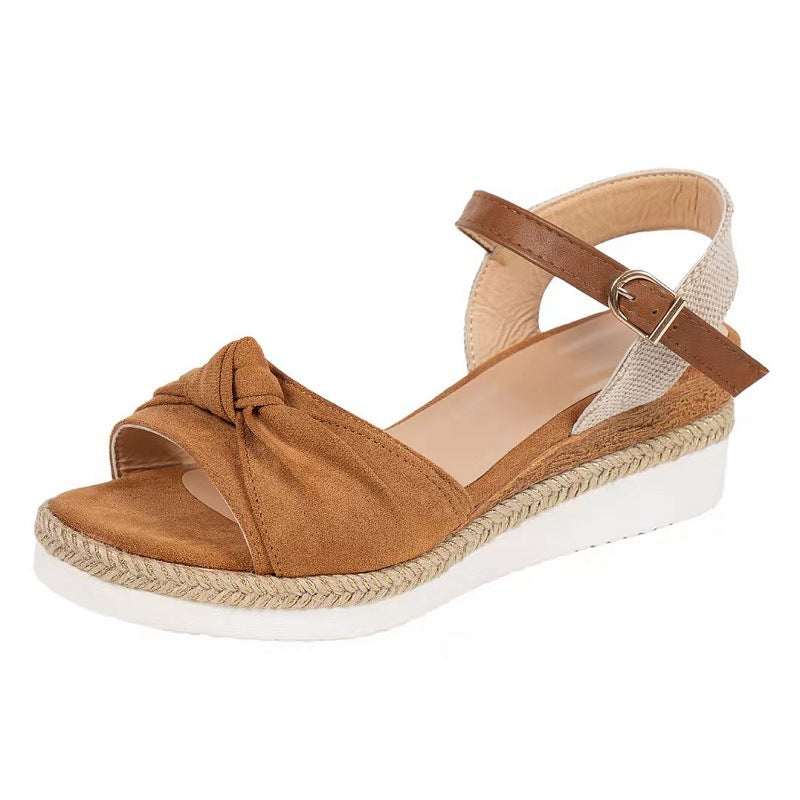 Damen Wedge-Sandaletten mit eleganter Schleifenapplikation und komfortablem Fußbett R&B