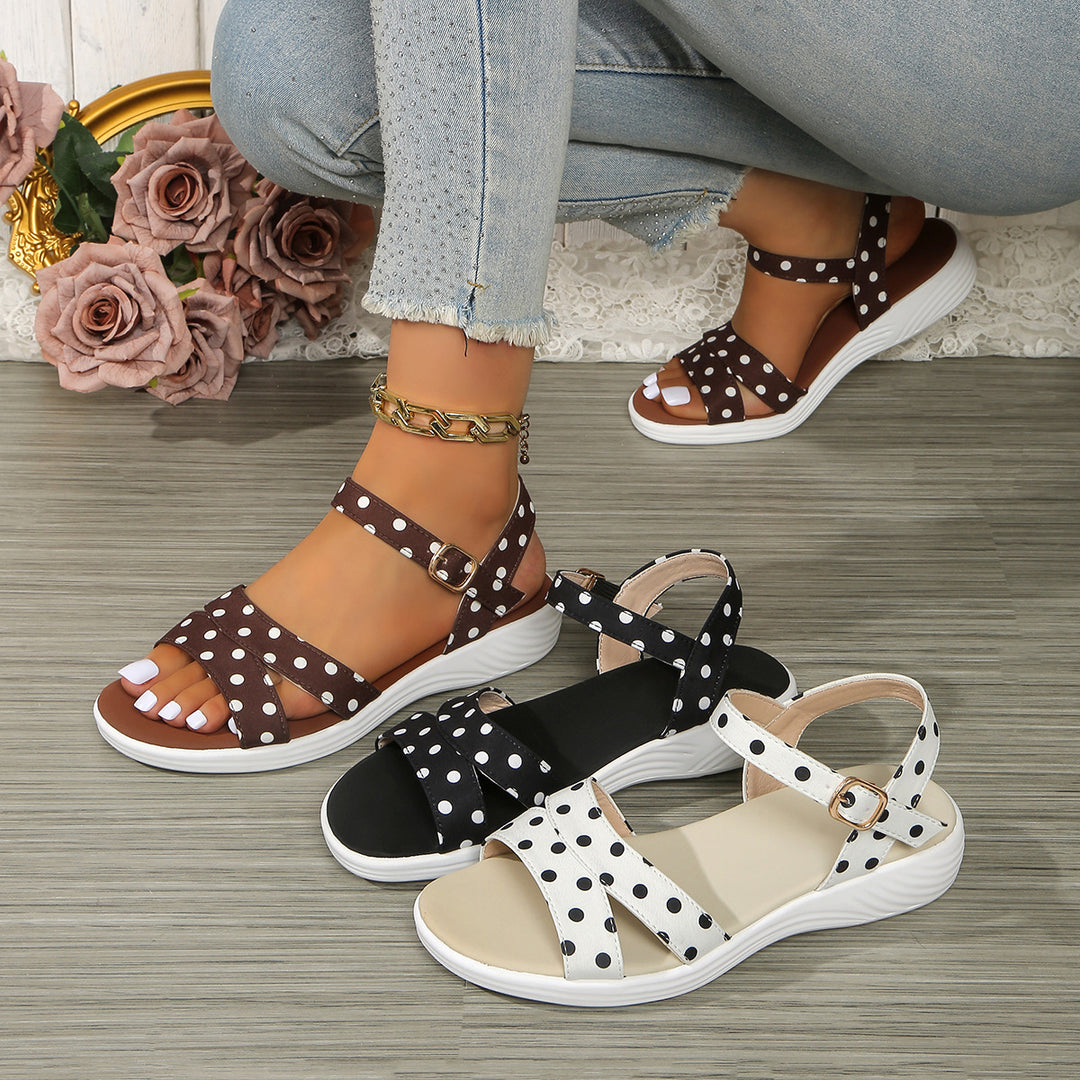 Damen elegante Sandalen mit verstelbaren Riemen und punktiertem Design R&B