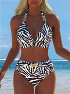 Damen Bikini mit luxuriösem Marmormuster und edlen Details R&B