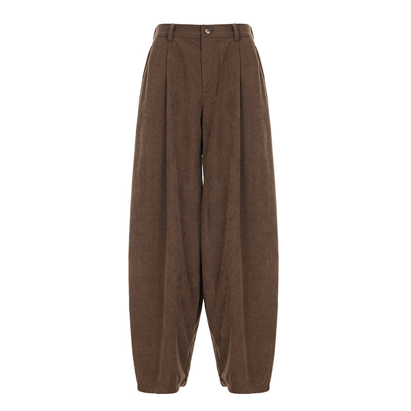 Damen Hochtaillierte Weite Hose mit Faltenwurf R&B