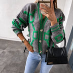 Damen Strickjacke im modernen geometrischen Design R&B