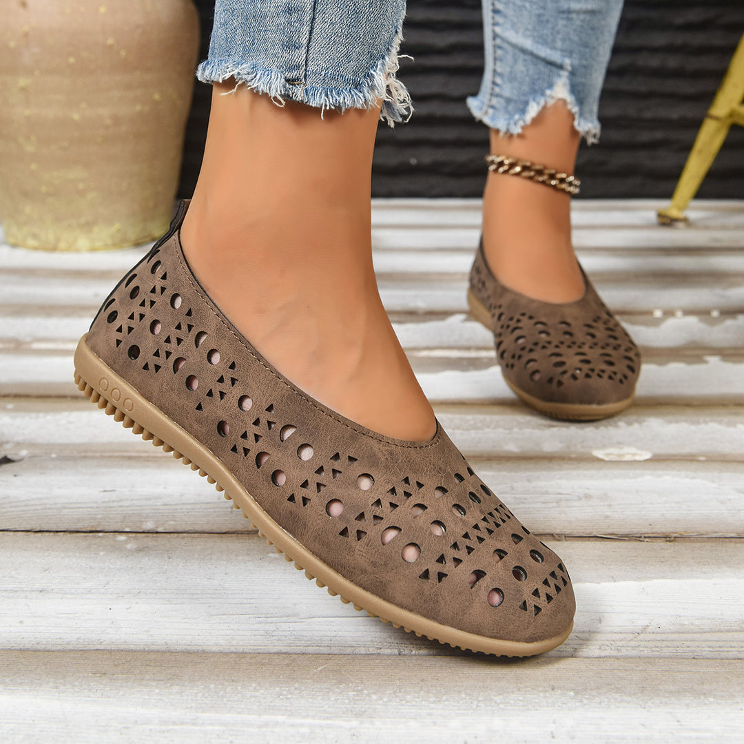 Damen Ballerinas mit modischem Lochdesign und rutschfester Sohle R&B