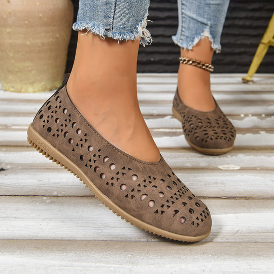 Damen Ballerinas mit modischem Lochdesign und rutschfester Sohle R&B