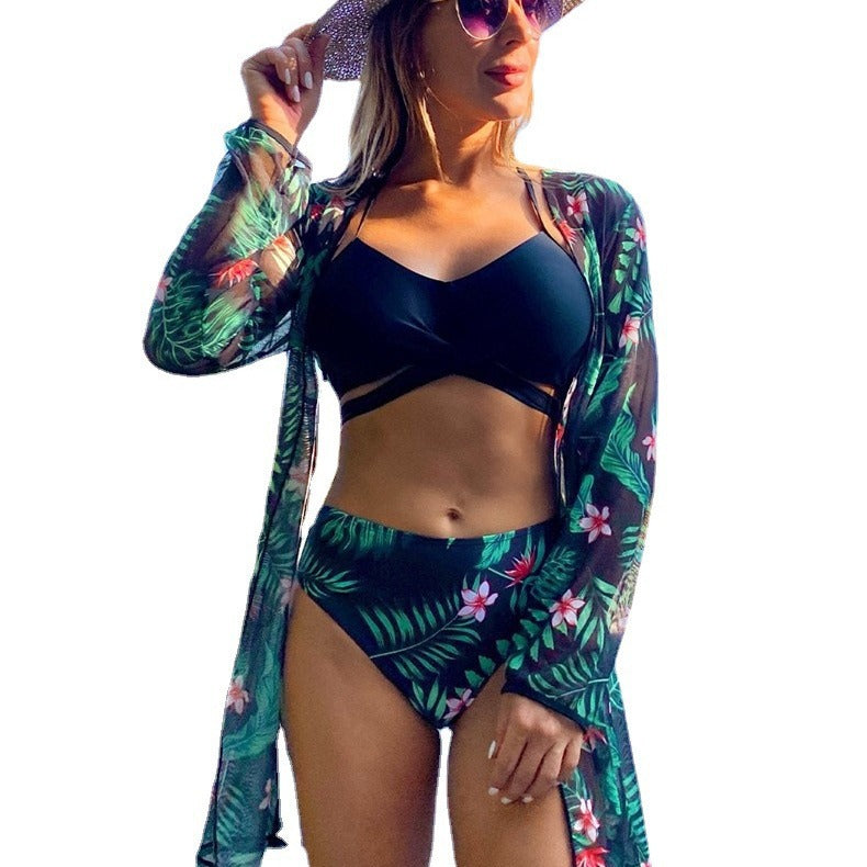 Damen Badeanzug mit floralem Kimono