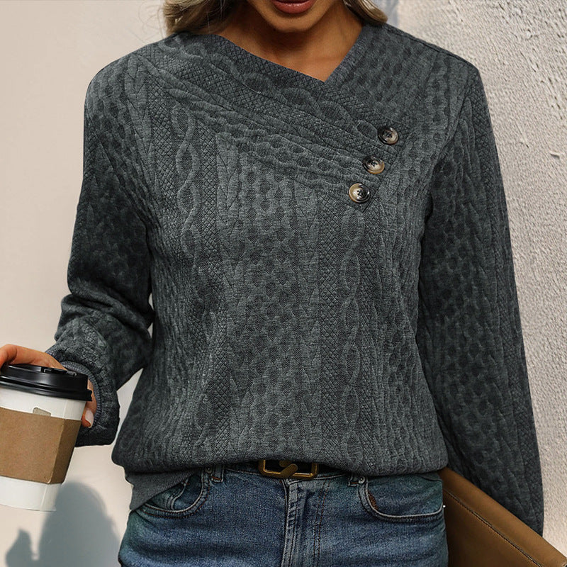 Damen Strickpullover mit dekorativen Knöpfen R&B