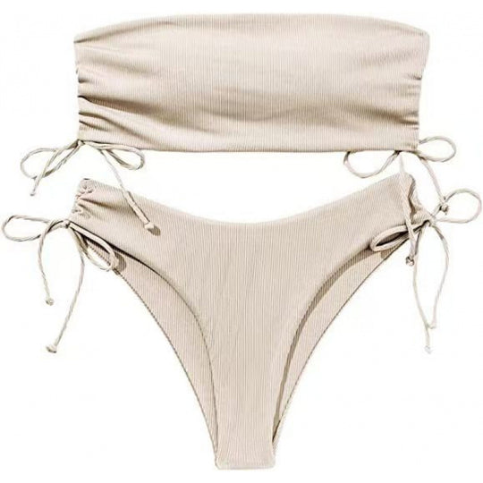 Damen Bandeau-Bikini mit verstellbaren Raffung R&B