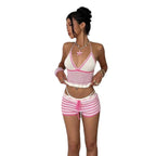 Damen Häkel-Set mit voluminösem Oberteil und Shorts R&B