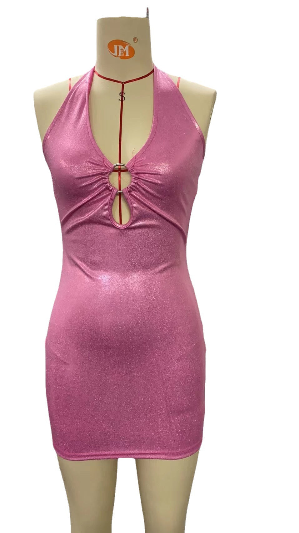Damen figurbetontes Mini Kleid mit dehnbarem Glitzerstoff R&B