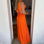 Damen Maxikleid mit asymmetrischem Schnitt und seitlichem Schlitz R&B