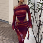 Damen Asymmetrisches Maxikleid mit raffinierten Cut-Outs und innovativem Design R&B