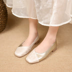 Damen elegante Ballerinas mit modischem Metallic-Akzent und floralem Design R&B