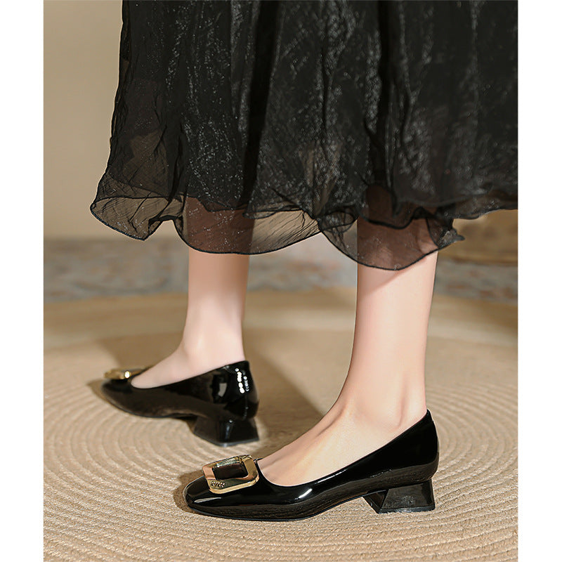 Damen elegante Ballerinas mit glänzender Schnallenapplikation