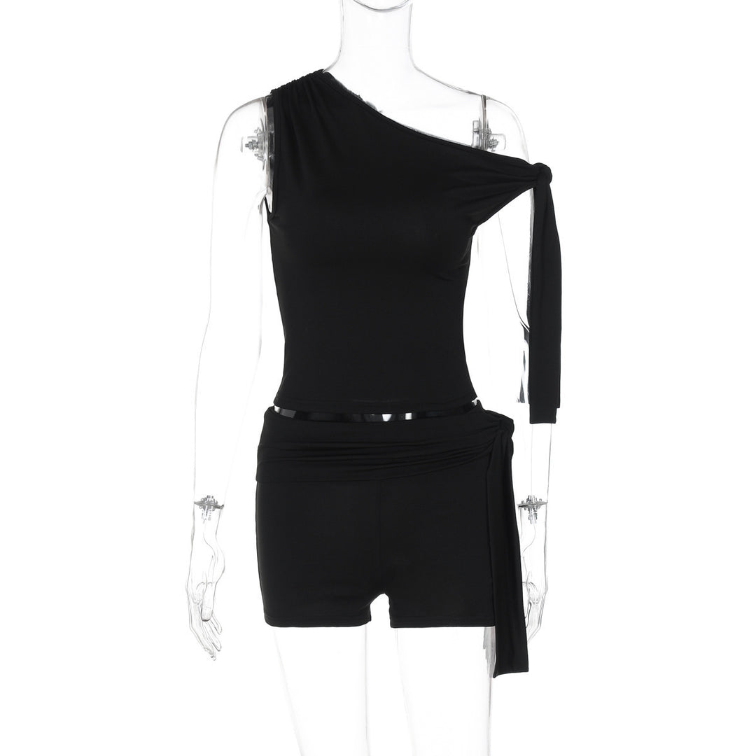 Damen Modisches Oberteil mit asymmetrischem Schnitt und Chiffon-Material R&B