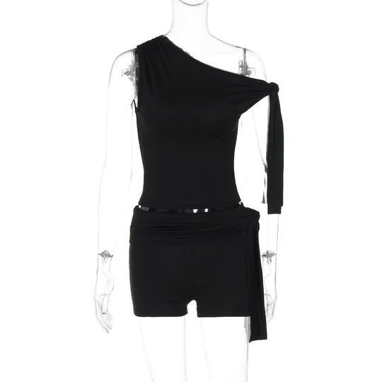 Damen Modisches Oberteil mit asymmetrischem Schnitt und Chiffon-Material R&B