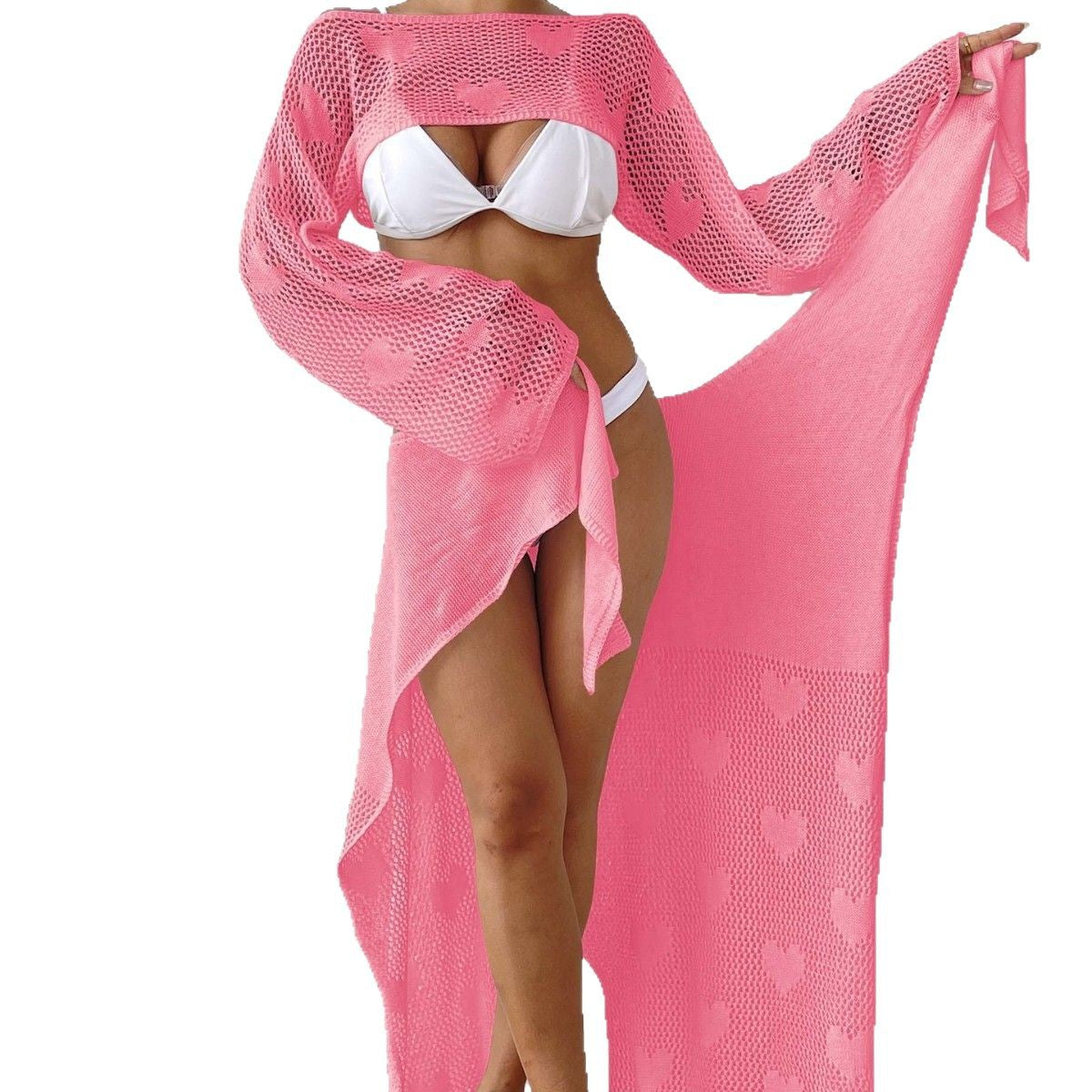 Damen Transparenter Strandsarong mit Herzen R&B