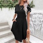 Damen Freizeitkleid mit elegantem Gummizug und dekorativen Ärmeldetails R&B