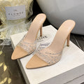 Damen Glamouröse High Heels mit funkelnden Strass-Akzenten und transparentem Obermaterial R&B