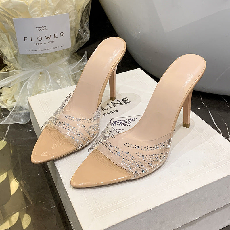 Damen Glamouröse High Heels mit funkelnden Strass-Akzenten und transparentem Obermaterial R&B