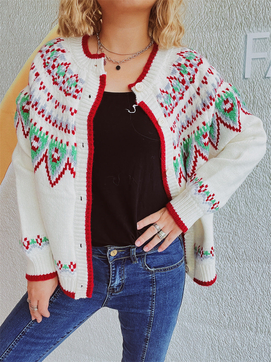 Damen Strickjacke mit festlichem Muster und hochwertiger Verarbeitung R&B