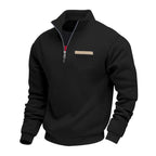 Herren nan Sweatshirt mit halbem Reißverschluss Stehkragen und Brusttasche R&B