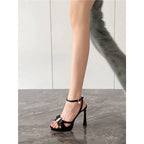 Damen elegante High Heel Sandalen mit zierlichem Schleifendetail R&B