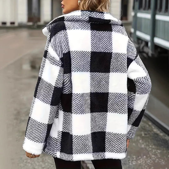 Damen Kuschelige Fleecejacke mit individuellen Karomuster R&B