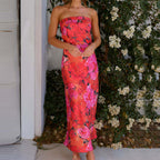 Damen Maxikleid im modernen Tube-Style mit blühendem Floral-Design R&B