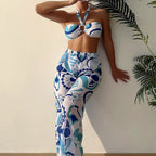 Damen Bikini-Set mit Bandeau-Oberteil und weitem Beinausschnitt R&B