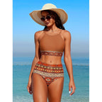 Damen Hochgeschnittener Bikini mit modischem Banddesign R&B