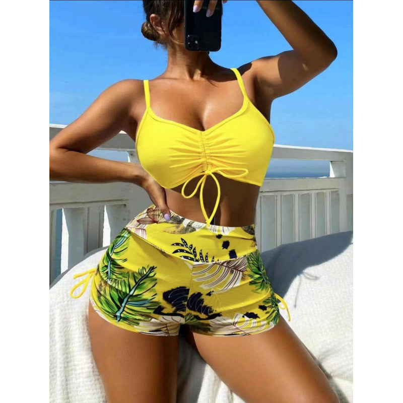 Damen Bikini-Set mit verstellbaren Trägern und floralem Volant R&B