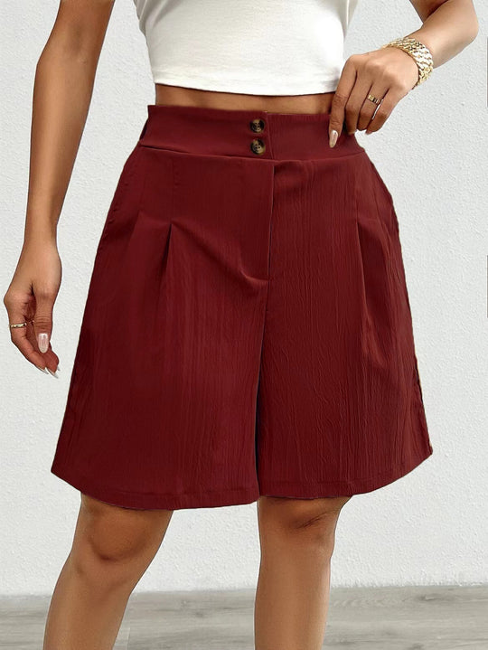 Damen modische Shorts mit hohem Bund und eleganten Faltendetails R&B