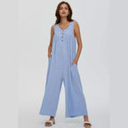 Damen Lässiger Jumpsuit mit Knopf-Details und seitlichen Taschen R&B