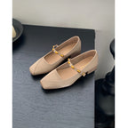 Damen Ballerinas mit elastischem Riemen und dekorativer Schnallenverzierung