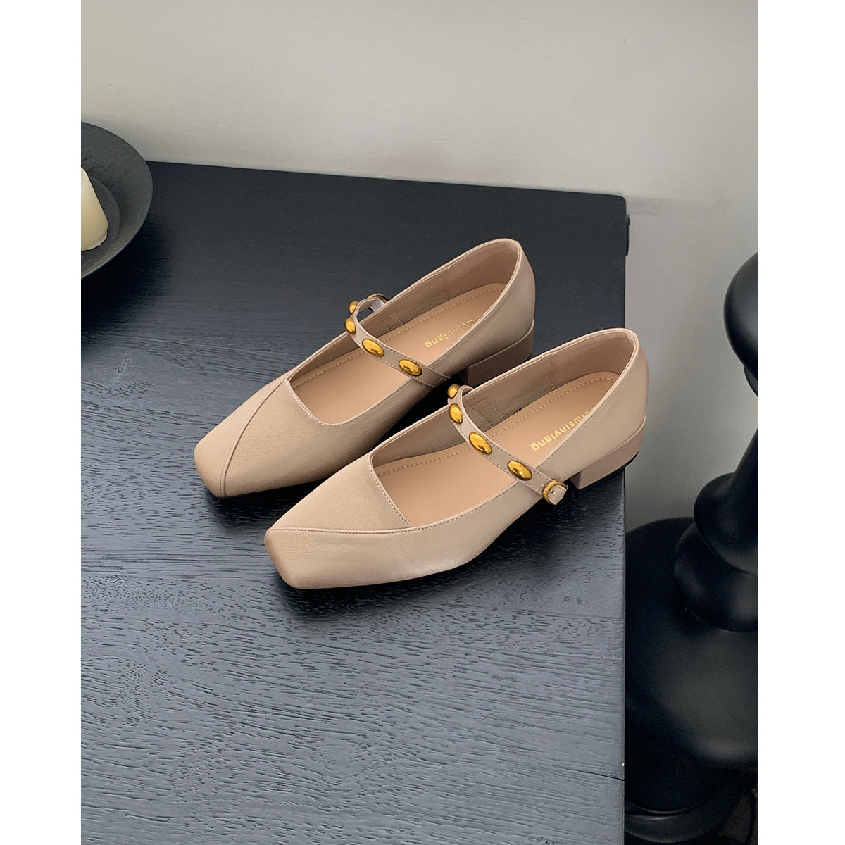 Damen Ballerinas mit elastischem Riemen und dekorativer Schnallenverzierung