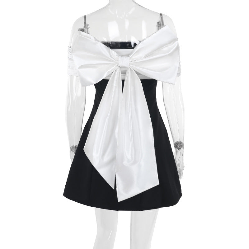 Damen schulterfreies Cocktailkleid mit elegantem Rüschenoberteil R&B