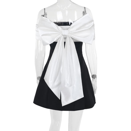 Damen schulterfreies Cocktailkleid mit elegantem Rüschenoberteil R&B