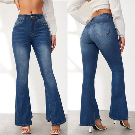 Damen Flared Jeans mit hohem Bund und eleganter Schnittführung R&B