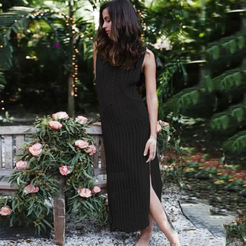 Damen gehäkeltes Maxikleid mit raffiniertem Schnitt R&B