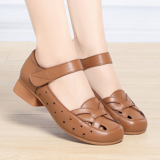 Damen Ballerinas mit verstellbarem Riemen und luftigen Lochmuster R&B