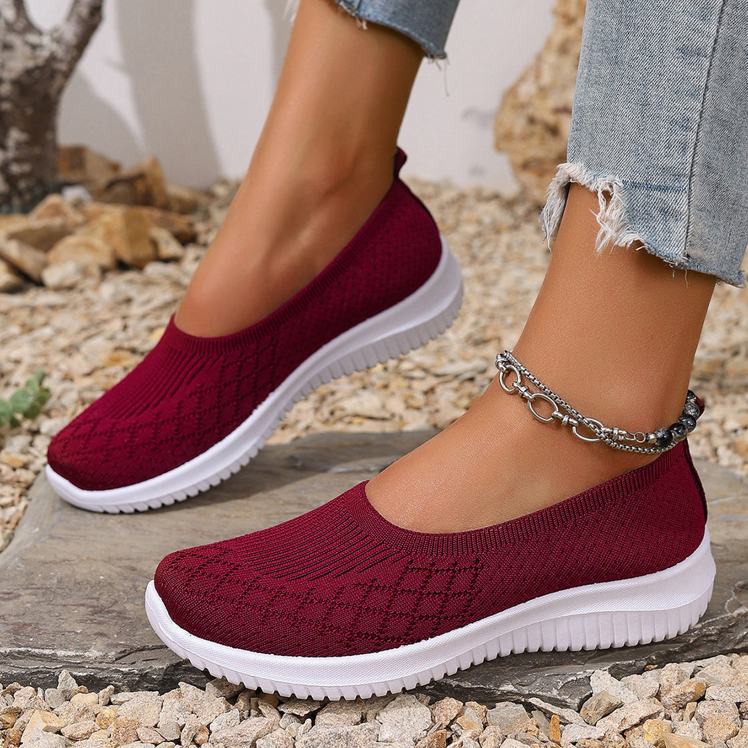 Damen Bequeme Strick-Sneaker mit elastischem Einstieg R&B