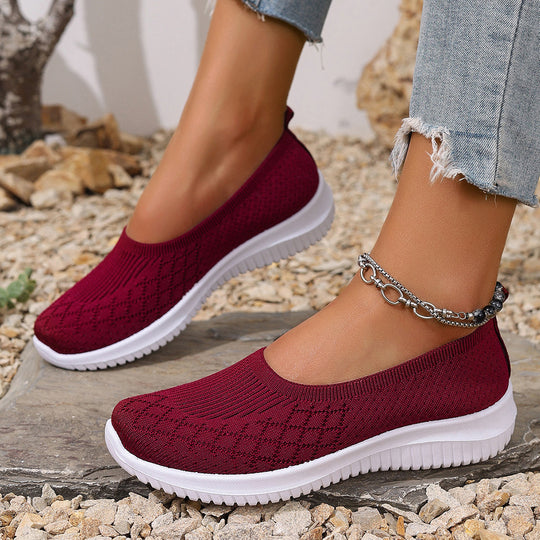 Damen Bequeme Strick-Sneaker mit elastischem Einstieg R&B