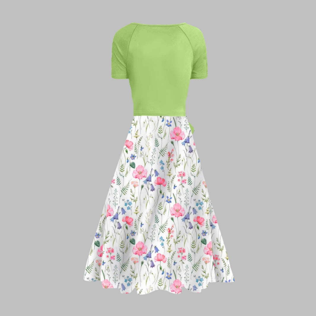 Damen Wickelkleid mit floralem Print und Taillengürtel R&B