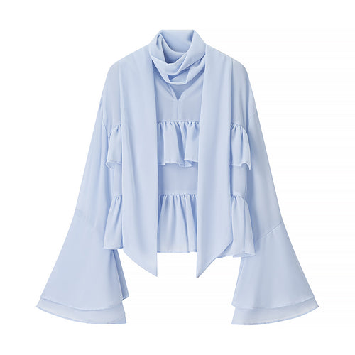 Damen elegante leichte Bluse mit Rüschenelementen R&B