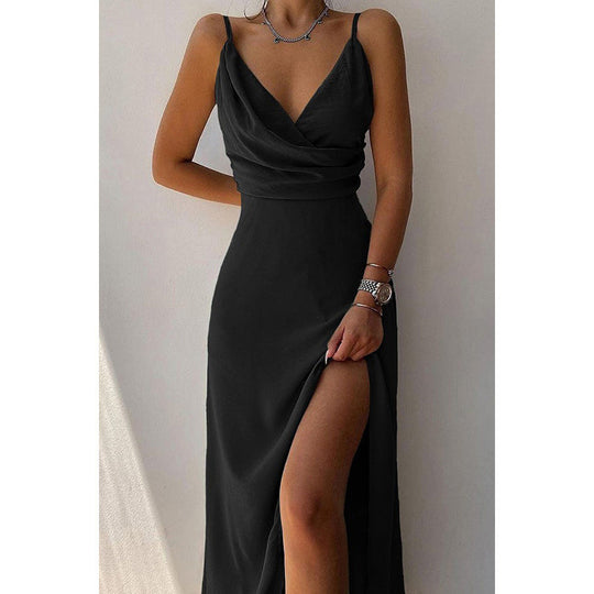 Damen Elegantes Maxikleid mit schickem Wickelausschnitt und verführerischem Schlitz R&B