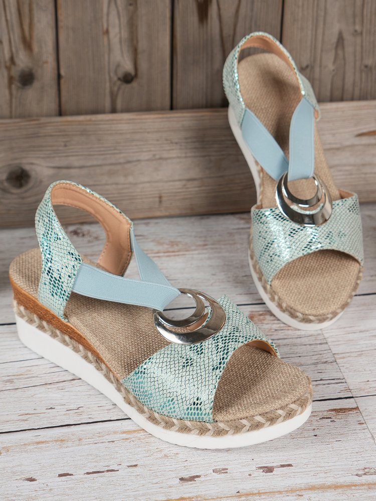 Damen modische Riemchen-Sandalen mit glänzenden Akzenten R&B